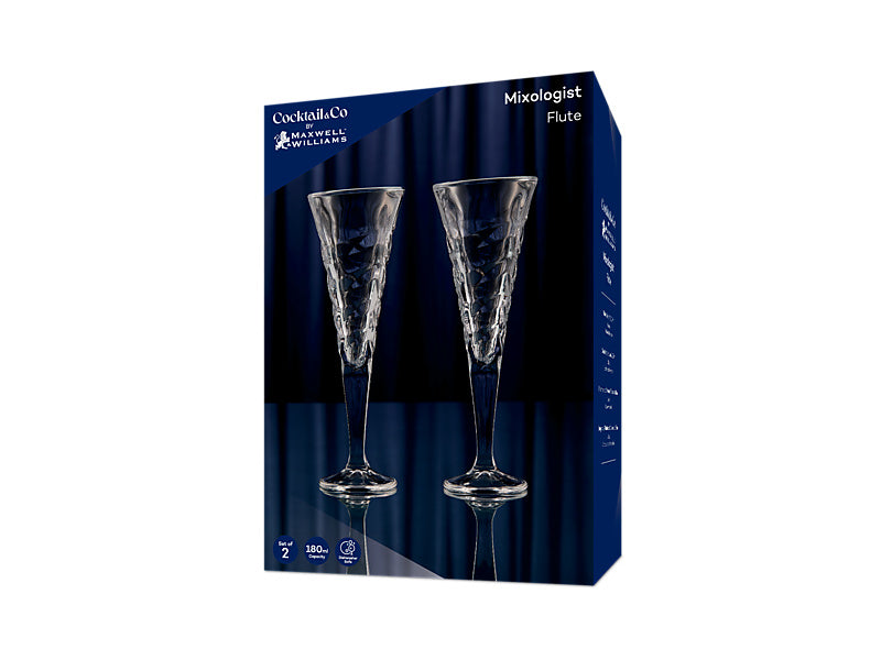 Cocktail & Co Mixologist Champagne Flute Set of 2 Glacier Gift Boxed