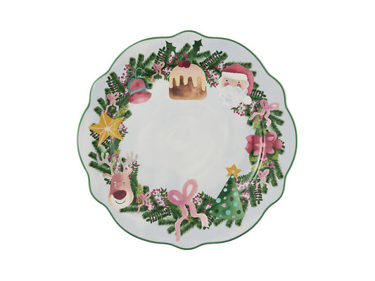 Tis The Season Scallop Rim Plate Light Blue Gift Boxed