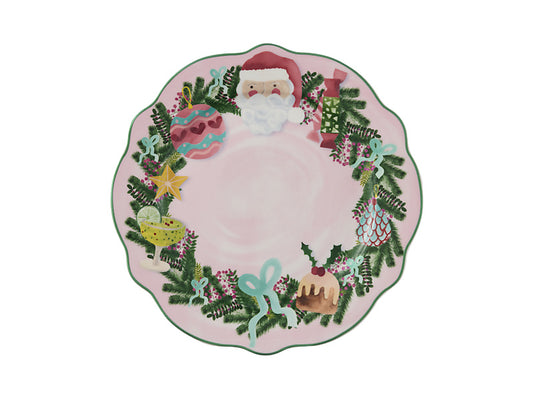 Tis The Season Scallop Rim Plate Pink Gift Boxed