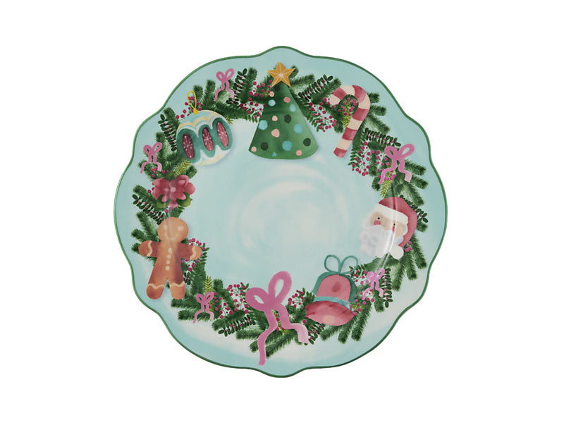 Tis The Season Scallop Rim Plate Green Gift Boxed