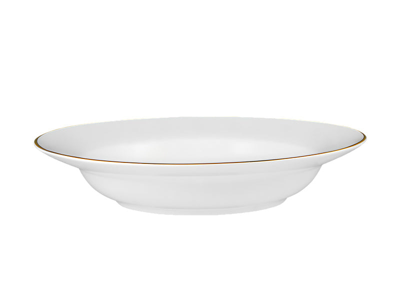 White Gold Rim Soup Bowl