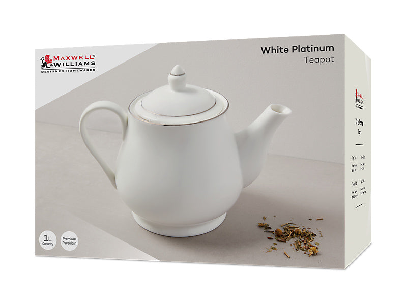 White Platinum Teapot Gift Boxed