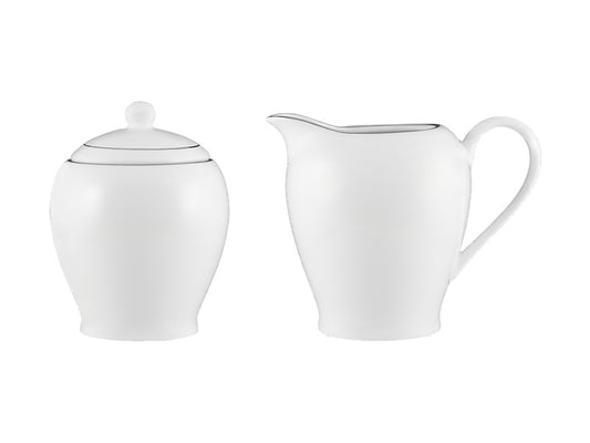 White Platinum Sugar & Creamer Set Gift Boxed