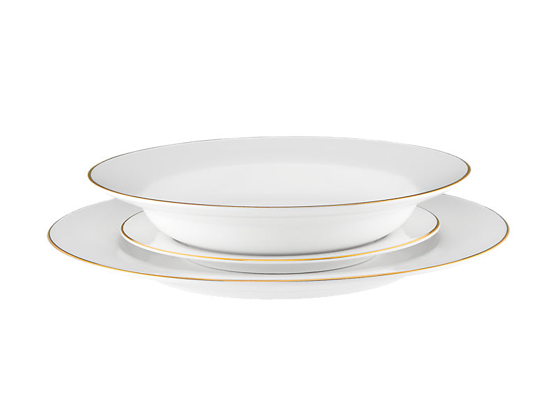 White Gold Rim Dinner Set 12pc Gift Boxed