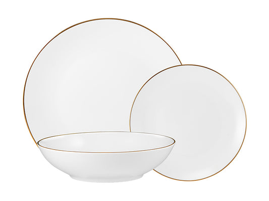 White Gold Coupe Dinner Set 12pc Gift Boxed