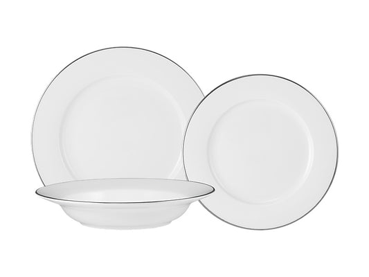 White Platinum Rim Dinner Set 12pc Gift Boxed