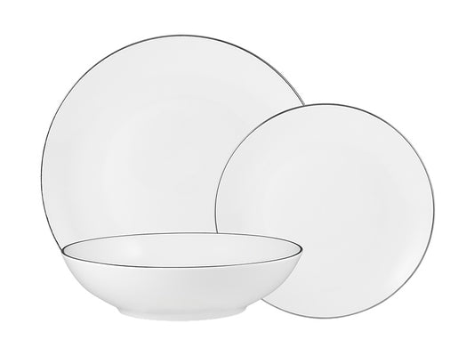 White Platinum Coupe Dinner Set 12pc Gift Boxed