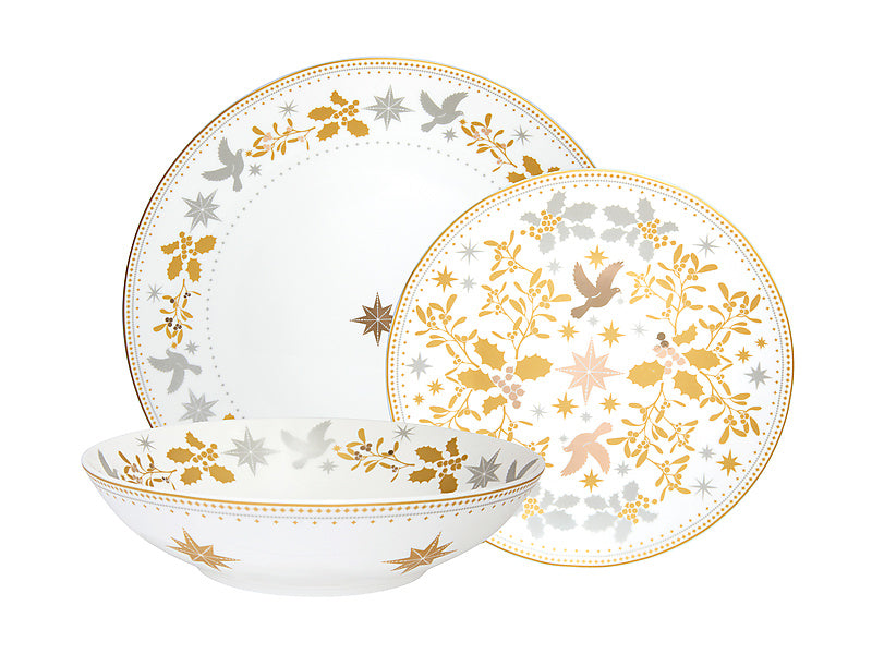 White Christmas Coupe Dinner Set 12pc Gift Boxed