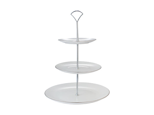 White Platinum 3 Tier Cake Stand Gift Boxed