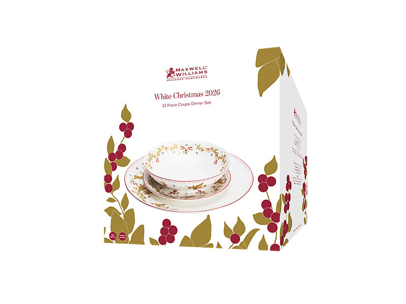 White Christmas 2026 Coupe Dinner Set 12pc Gift Boxed