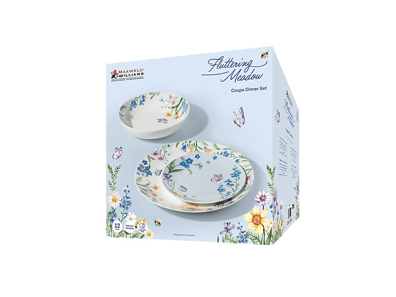Fluttering Meadow Coupe Dinner Set 12pc Gift Boxed