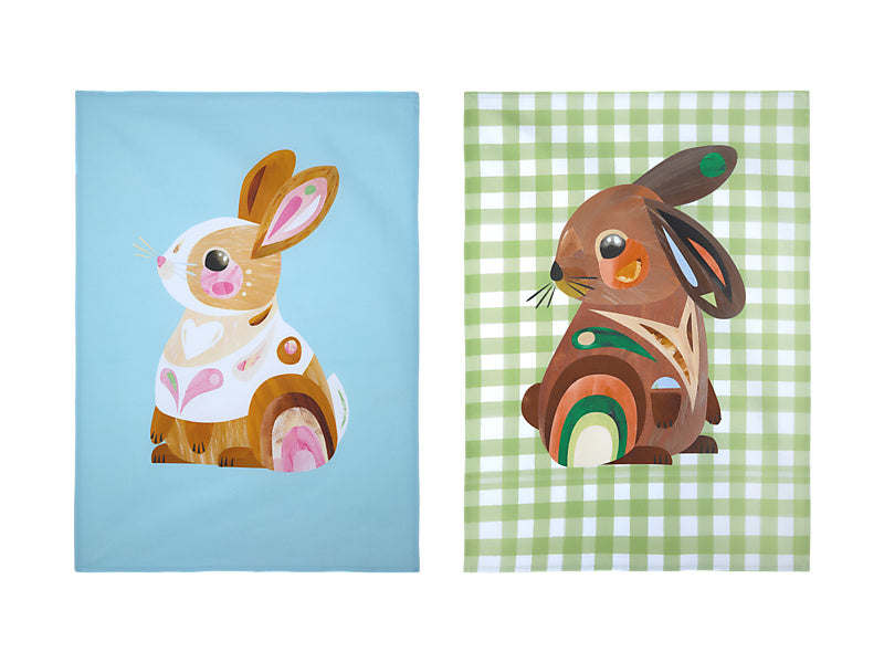 Pete Cromer Barn Friends Tea Towel Set of 2 Bunny