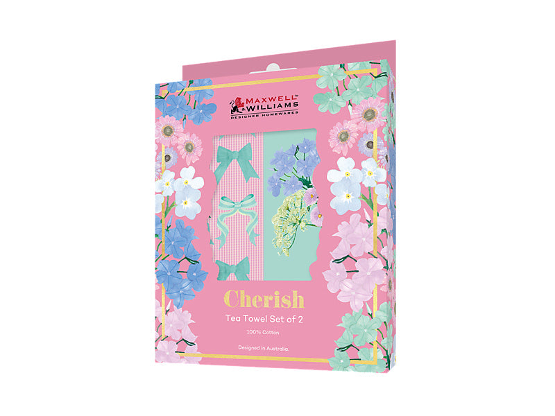 Cherish Tea Towel Set of 2 Assorted Gift Boxed