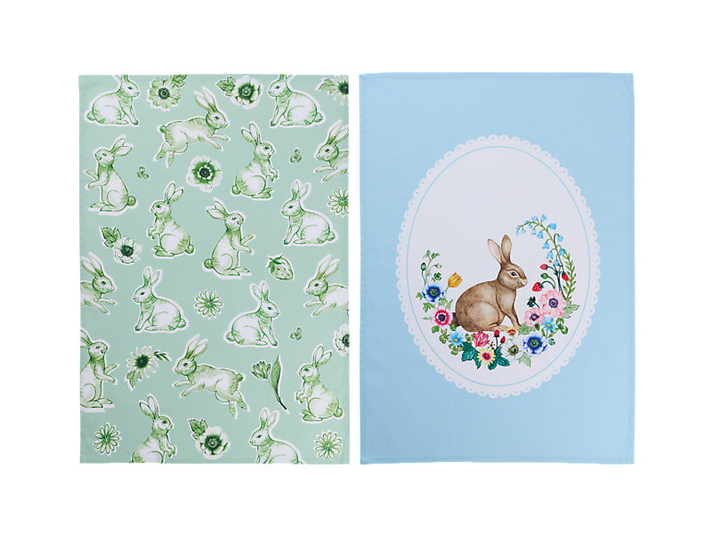 Clover & Cottontail Tea Towel Set of 2 Assorted