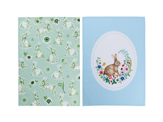 Clover & Cottontail Tea Towel Set of 2 Assorted