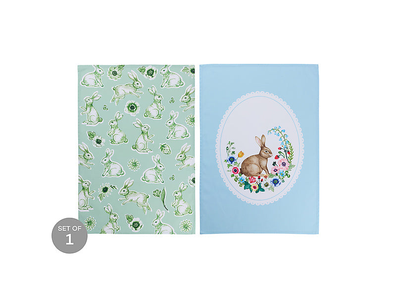 Clover & Cottontail Tea Towel Set of 2 Assorted