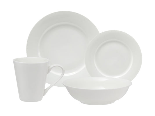 White Basics Cosmopolitan Rim Dinner Set 16pce Gift Boxed