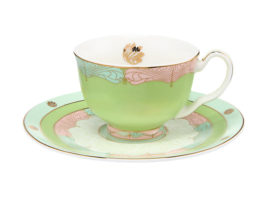 Wicked Pink Goes Good With Green Demi Cup & Saucer Set of 2 Elphaba Gift Boxed
