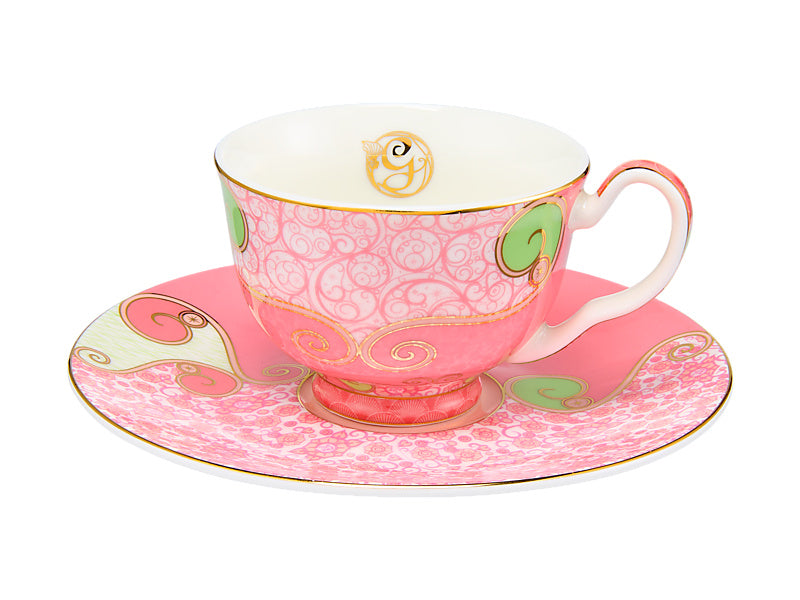 Wicked Pink Goes Good With Green Demi Cup & Saucer Set of 2 Glinda Gift Boxed