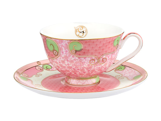 Wicked Pink Goes Good With Green Footed Cup & Saucer Glinda Gift Boxed