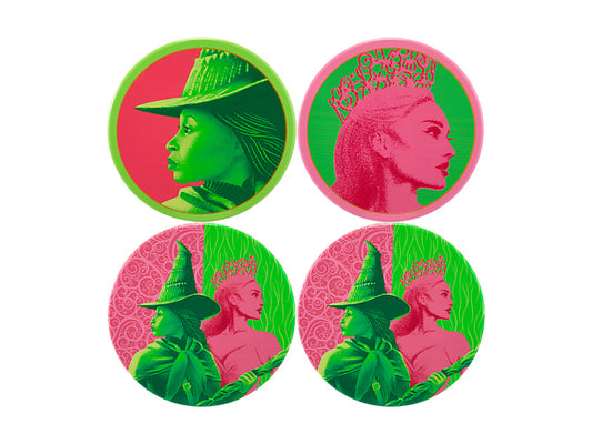 Wicked Magical Ceramic Coaster 10cm Set of 4 Pink & Green Forever Gift Boxed