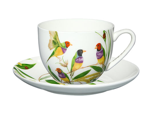 Eloise Short Lyric Cup & Saucer Gouldian Finch Gift Boxed
