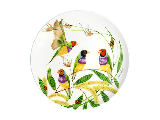 Eloise Short Lyric Coupe Plate Gouldian Finch Gift Boxed
